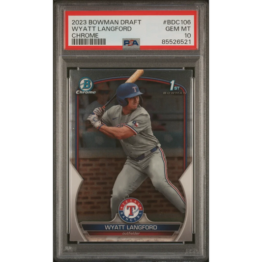 PSA 10 Graded 2023 Bowman Draft Chrome Wyatt Langford Rookie Card