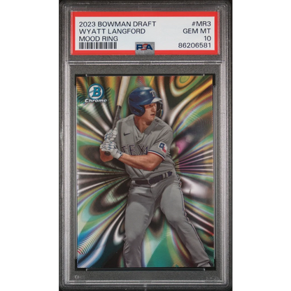 Graded 2023 Topps Bowman Draft Wyatt Langford #MR3 Mood Ring Rookie RC Baseball Card PSA 10 Gem Mint | Hall of Fame Sports Memorabilia | vintageantiquesgifts.com