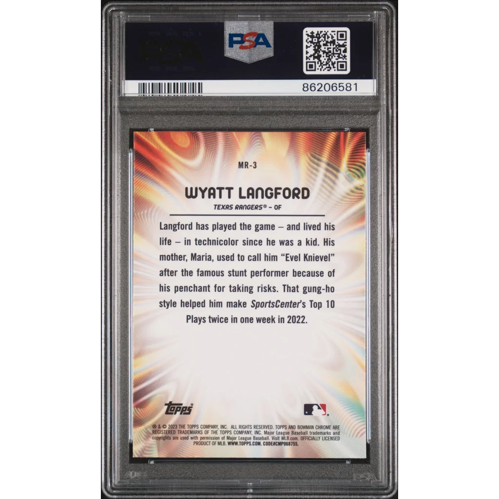 Graded 2023 Topps Bowman Draft Wyatt Langford #MR3 Mood Ring Rookie RC Baseball Card PSA 10 Gem Mint | PSA 10 Gem Mint Graded Rookie Card | vintageantiquesgifts.com