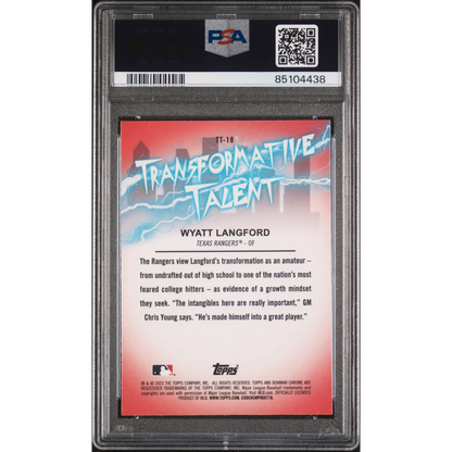 Graded 2023 Topps Bowman Draft Wyatt Langford #TT18 Transformative Talent Rookie RC Baseball Card PSA 10 Gem Mint | PSA 10 Gem Mint Graded Rookie Card | vintageantiquesgifts.com