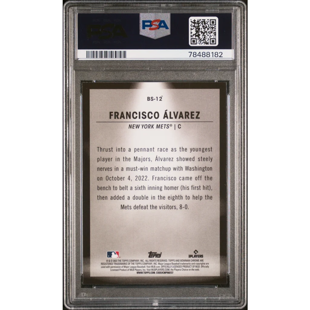 PSA 10 graded 2023 Topps Bowman Francisco Alvarez Mets rookie card