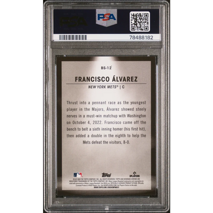 PSA 10 graded 2023 Topps Bowman Francisco Alvarez Mets rookie card