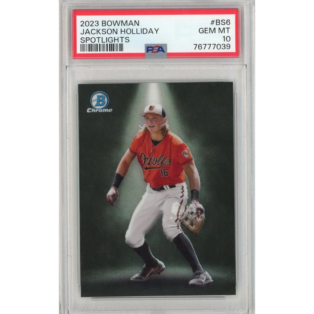 Graded 2023 Topps Bowman Jackson Holliday #BS6 Spotlights Rookie RC Baseball Card PSA 10 Gem Mint | Hall of Fame Sports Memorabilia | vintageantiquesgifts.com