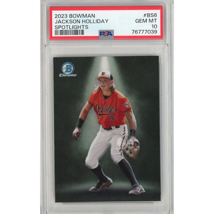 Graded 2023 Topps Bowman Jackson Holliday #BS6 Spotlights Rookie RC Baseball Card PSA 10 Gem Mint | Hall of Fame Sports Memorabilia | vintageantiquesgifts.com