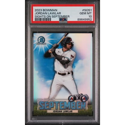 Graded 2023 Topps Bowman Jordan Lawler #SOS1 Sights on September Rookie RC Baseball Card PSA 10 Gem Mint | Hall of Fame Sports Memorabilia | vintageantiquesgifts.com