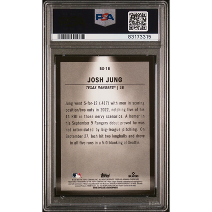 Graded 2023 Topps Bowman Josh Jung #BS18 Spotlights Rookie RC Baseball Card PSA 10 Gem Mint | PSA 10 Gem Mint Graded Rookie Card | vintageantiquesgifts.com