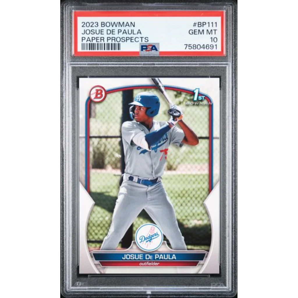 Graded 2023 Topps Bowman Josue De Paula #BP111 Paper Prospects Rookie RC Baseball Card PSA 10 Gem Mint | Hall of Fame Sports Memorabilia | vintageantiquesgifts.com