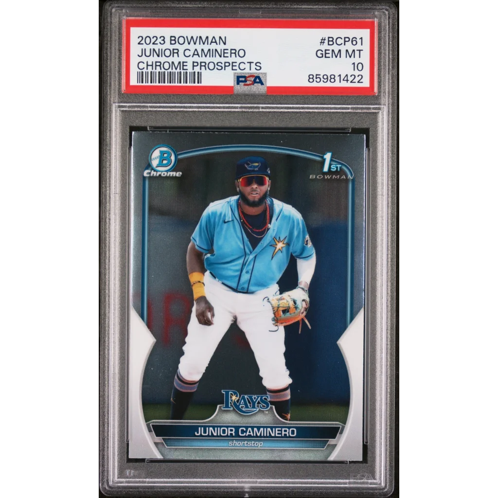 Graded 2023 Topps Bowman Junior Caminero #BCP61 Chrome Prospects Rookie RC Baseball Card PSA 10 Gem Mint | Hall of Fame Sports Memorabilia | vintageantiquesgifts.com