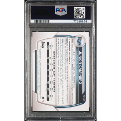 PSA 10 Graded 2023 Topps Bowman Junior Caminero Rookie Card in Silver Slab