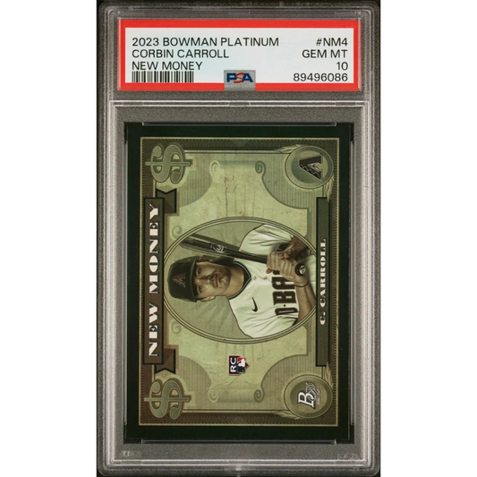 PSA graded Corbin Carroll New Money Bowman Platinum baseball card from professional sports authenticator