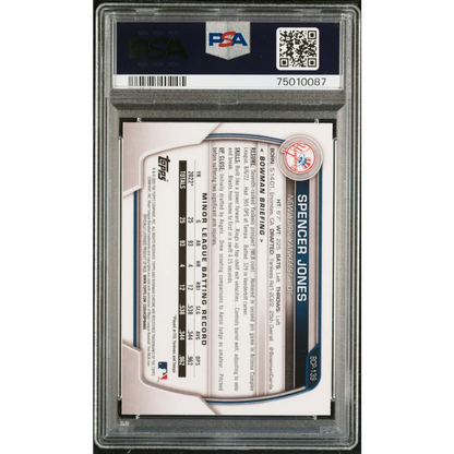 Graded 2023 Topps Bowman Spencer Jones rookie RC PSA 10 gem mint card in slab