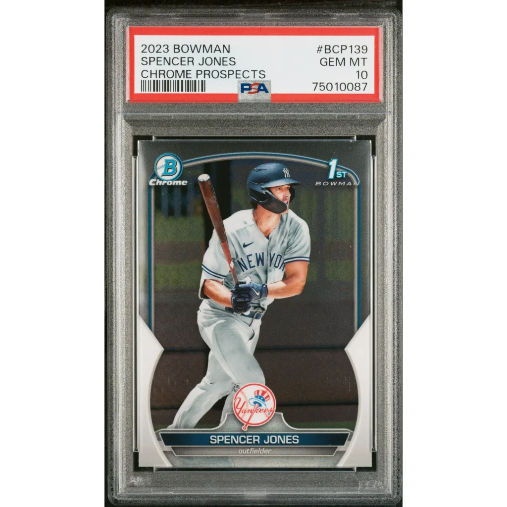 PSA 10 graded 2023 Bowman Chrome Spencer Jones Yankees rookie card