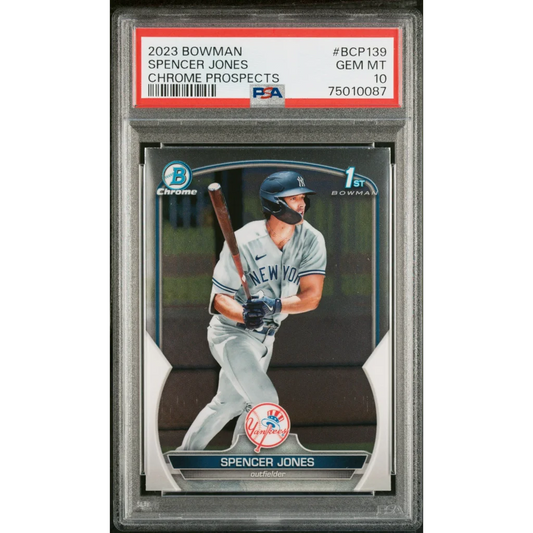 PSA 10 graded 2023 Bowman Chrome Spencer Jones Yankees rookie card