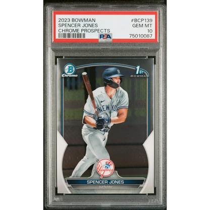 PSA Graded 2023 Bowman Chrome Spencer Jones Rookie Card baseball card image