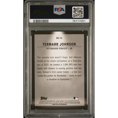 Graded 2023 Topps Bowman Termarr Johnson #BS16 Spotlights Rookie RC Baseball Card PSA 10 Gem Mint | PSA 10 Gem Mint Graded Rookie Card | vintageantiquesgifts.com