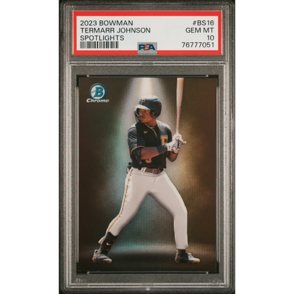 Graded 2023 Topps Bowman Termarr Johnson #BS16 Spotlights Rookie RC Baseball Card PSA 10 Gem Mint | Hall of Fame Sports Memorabilia | vintageantiquesgifts.com