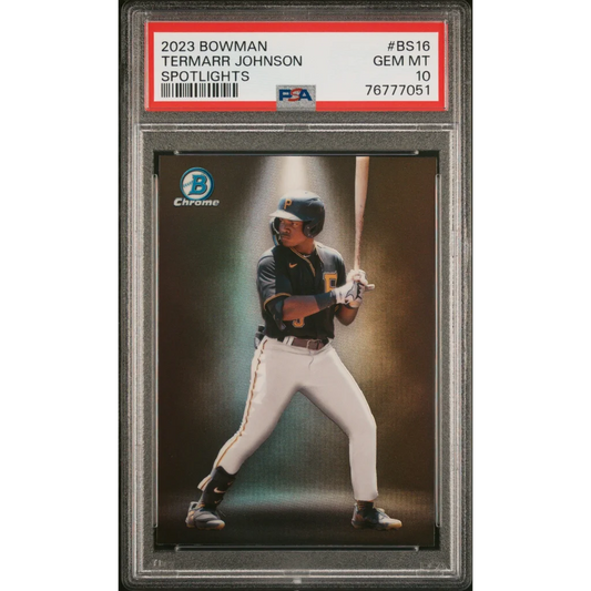 Graded 2023 Topps Bowman Termarr Johnson #BS16 Spotlights Rookie RC Baseball Card PSA 10 Gem Mint | Hall of Fame Sports Memorabilia | vintageantiquesgifts.com