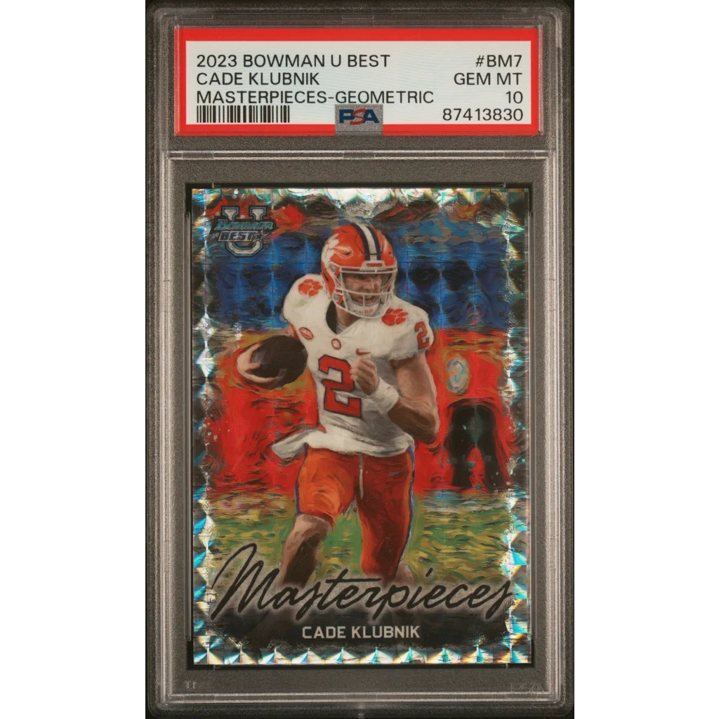 Graded 2023 Topps Bowman U Best Cade Klubnik #BM7 Masterpieces Geometric Rookie RC Football Card PSA 10 Gem Mint | Hall of Fame Sports Memorabilia | vintageantiquesgifts.com