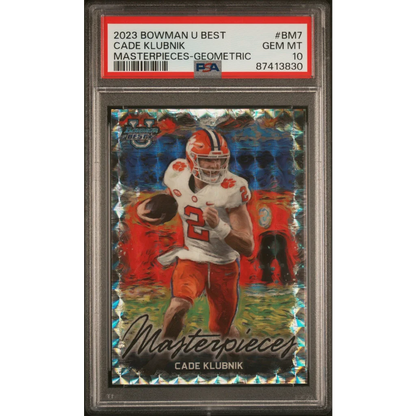 Graded 2023 Topps Bowman U Best Cade Klubnik #BM7 Masterpieces Geometric Rookie RC Football Card PSA 10 Gem Mint | Hall of Fame Sports Memorabilia | vintageantiquesgifts.com