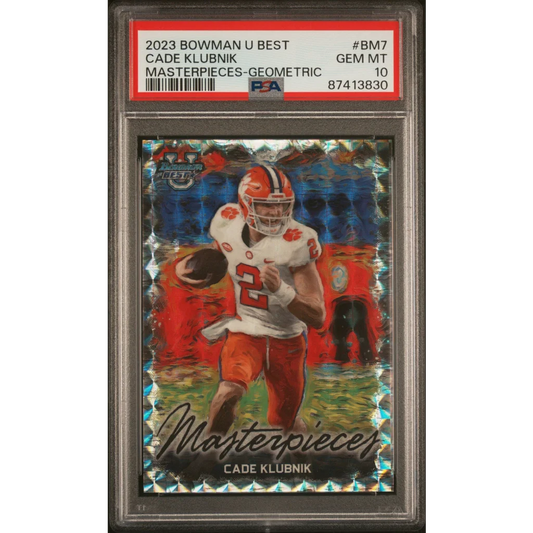 Graded 2023 Topps Bowman U Best Cade Klubnik #BM7 Masterpieces Geometric Rookie RC Football Card PSA 10 Gem Mint | Hall of Fame Sports Memorabilia | vintageantiquesgifts.com