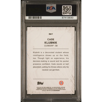 Graded 2023 Topps Bowman U Best Cade Klubnik #BM7 Masterpieces Geometric Rookie RC Football Card PSA 10 Gem Mint | PSA 10 Gem Mint Graded Rookie Card | vintageantiquesgifts.com