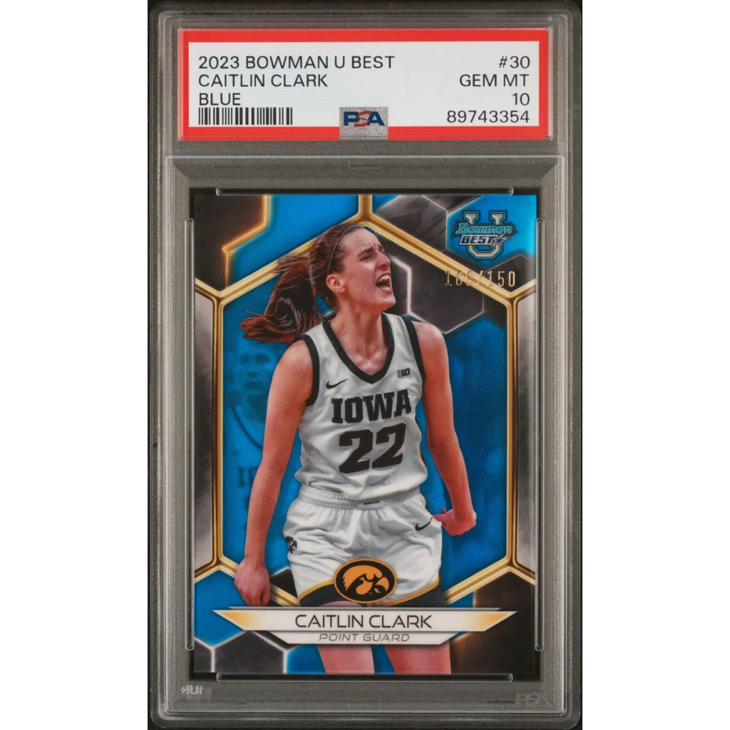 Graded PSA 10 Gem Mint 2023 Bowman U Best Blue #30 Caitlin Clark Rookie Card