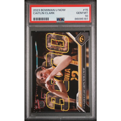 Graded 2023 Topps Bowman U Now Caitlin Clark #15 Rookie RC Basketball Card PSA 10 Gem Mint | Hall of Fame Sports Memorabilia | vintageantiquesgifts.com