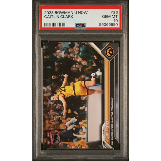 Professionally graded Caitlin Clark Bowman U Now basketball card in PSA case