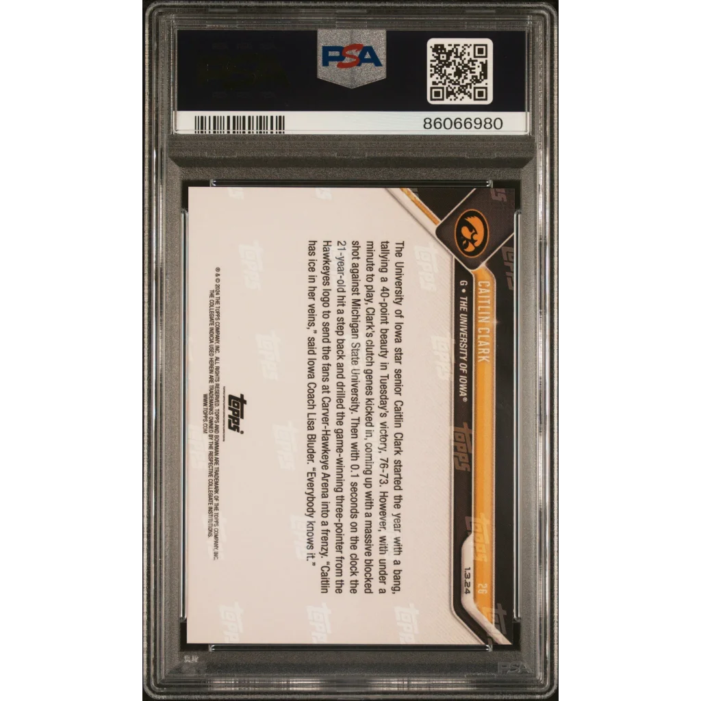 PSA Graded Caitlin Clark Bowman U Now Basketball Card for sports collectors