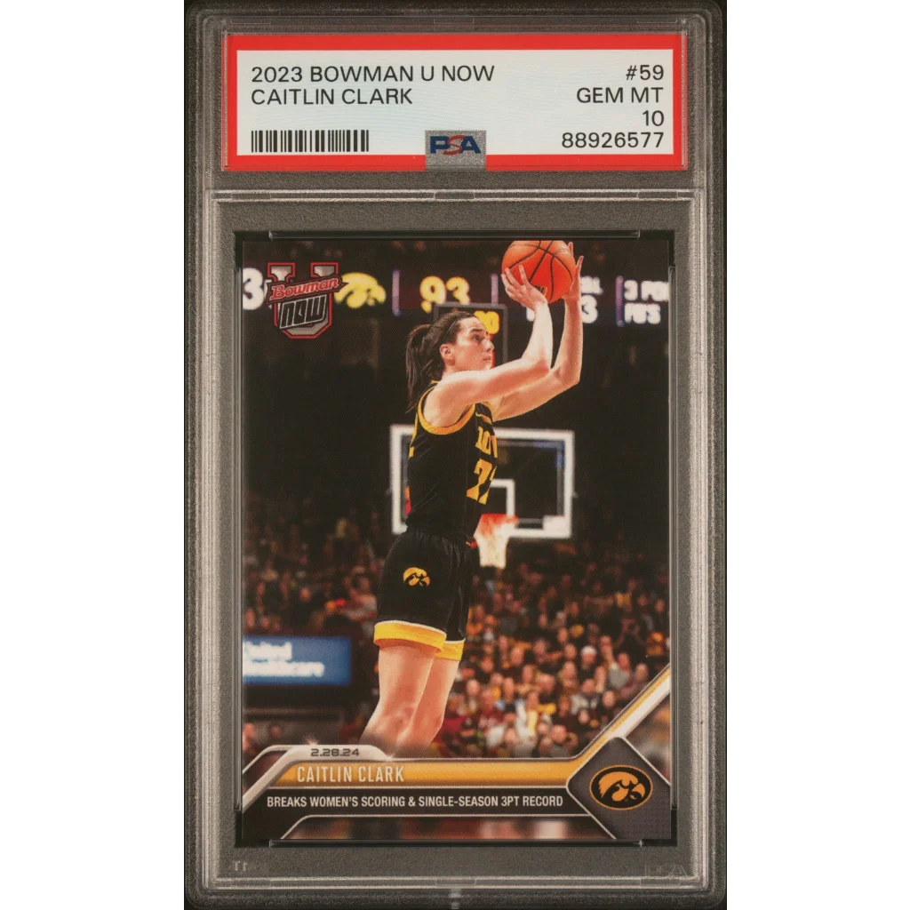 Graded PSA 10 Gem Mint 2023 Bowman U Now Caitlin Clark #59 Rookie Card