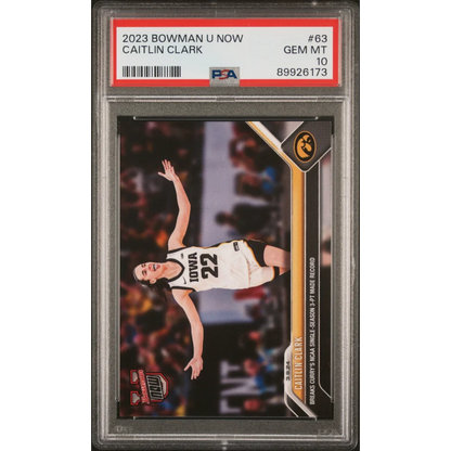 Professional grade Caitlin Clark 2023 Bowman U Now basketball card in PSA holder