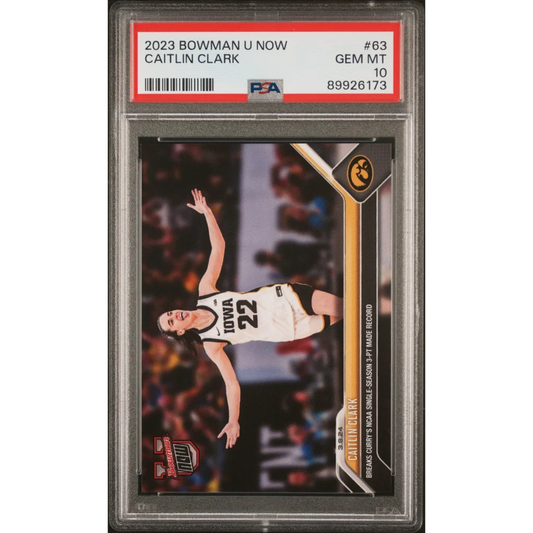 Professional grade Caitlin Clark 2023 Bowman U Now basketball card in PSA holder