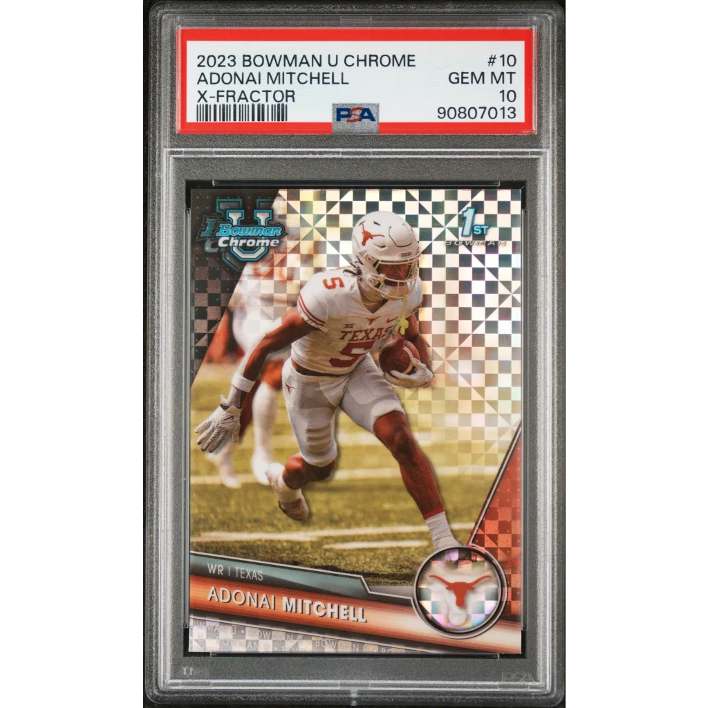 Graded PSA 10 Gem Mint 2023 Bowman Chrome X-Fractor Adonai Mitchell Rookie Card