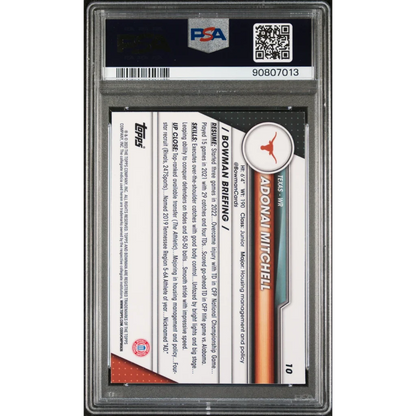 Graded PSA 10 Adonai Mitchell 2023 Topps Bowman Chrome Xfractor Rookie Card