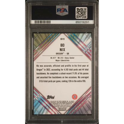 Graded 2023 Topps Bowman U Chrome Bo Nix #ER9 U/D Early Risers Rookie RC Football Card PSA 10 Gem Mint | PSA 10 Gem Mint Graded Rookie Card | vintageantiquesgifts.com