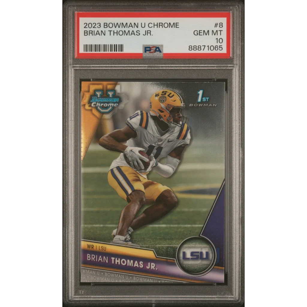 Graded 2023 Topps Bowman U Chrome Brian Thomas Jr #8 Rookie RC Football Card PSA 10 Gem Mint | Hall of Fame Sports Memorabilia | vintageantiquesgifts.com