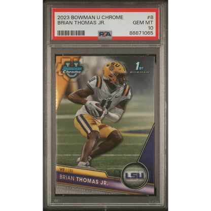 Graded 2023 Topps Bowman U Chrome Brian Thomas Jr #8 Rookie RC Football Card PSA 10 Gem Mint | Hall of Fame Sports Memorabilia | vintageantiquesgifts.com
