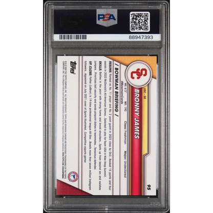 Graded 2023 Topps Bowman U Chrome Bronny James #95 Rookie RC Basketball Card PSA 10 Gem Mint | PSA 10 Gem Mint Graded Rookie Card | vintageantiquesgifts.com
