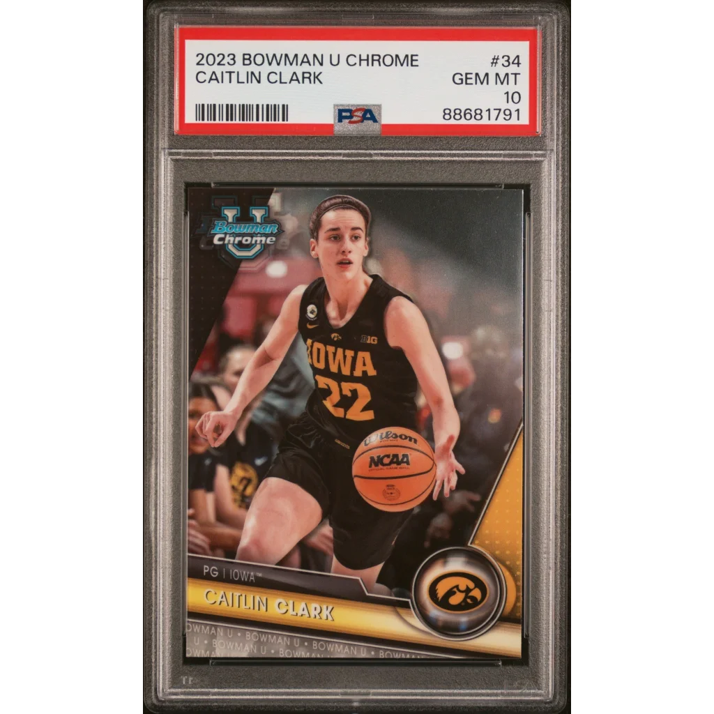 Graded PSA 10 2023 Bowman U Chrome Caitlin Clark #34 Rookie RC Card