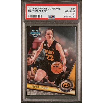 Graded PSA 10 2023 Bowman U Chrome Caitlin Clark #34 Rookie RC Card