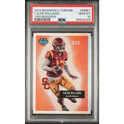 Graded 2023 Topps Bowman U Chrome Caleb Williams #55BF1 1955 Bowman Rookie RC Football Card PSA 10 Gem Mint | Hall of Fame Sports Memorabilia | vintageantiquesgifts.com