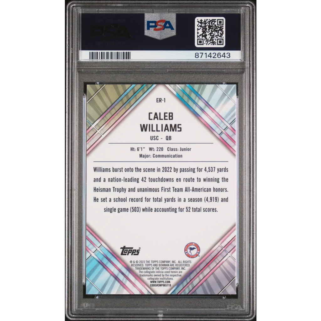 Graded Caleb Williams 2023 Bowman Chrome Early Risers Gem Mint football card