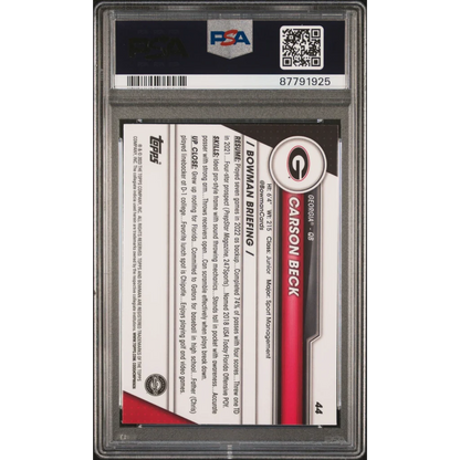Graded 2023 Topps Bowman U Chrome Carson Beck #44 Xfractor Rookie RC Football Card PSA 10 Gem Mint | PSA 10 Gem Mint Graded Rookie Card | vintageantiquesgifts.com