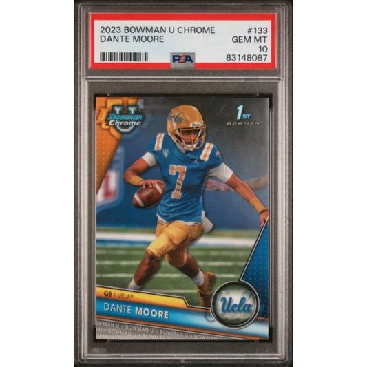 Graded 2023 Topps Bowman U Chrome Dante Moore #133 Rookie RC Football Card PSA 10 Gem Mint | Hall of Fame Sports Memorabilia | vintageantiquesgifts.com