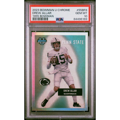 Graded 2023 Topps Bowman U Chrome Drew Allar #55BF8 1955 Bowman Rookie RC Football Card PSA 10 Gem Mint | Hall of Fame Sports Memorabilia | vintageantiquesgifts.com