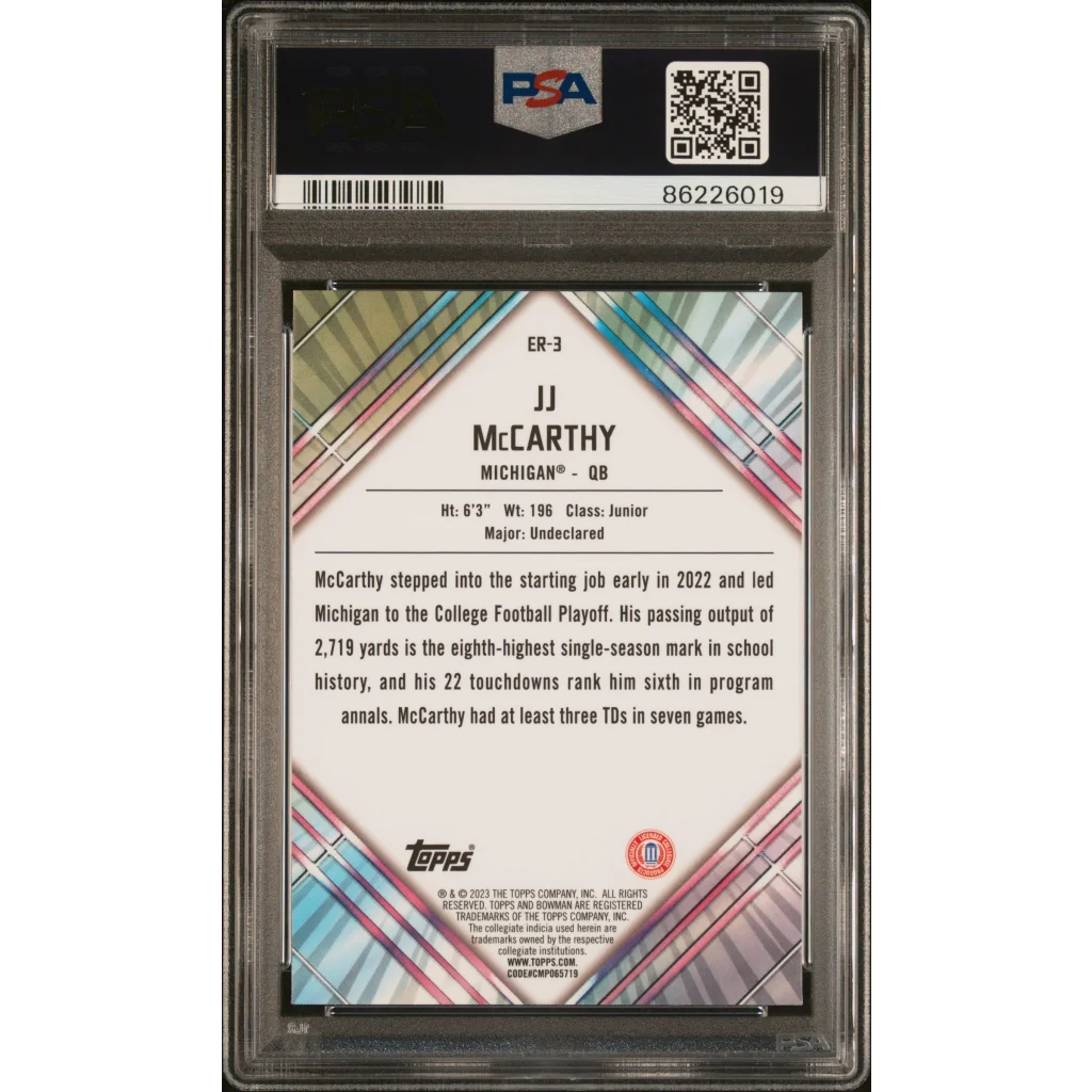 Graded 2023 Topps Bowman U Chrome JJ McCarthy #ER3 U/D Early Risers Rookie RC Football Card PSA 10 Gem Mint | PSA 10 Gem Mint Graded Rookie Card | vintageantiquesgifts.com