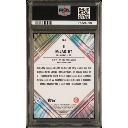 Graded 2023 Topps Bowman U Chrome JJ McCarthy #ER3 U/D Early Risers Rookie RC Football Card PSA 10 Gem Mint | PSA 10 Gem Mint Graded Rookie Card | vintageantiquesgifts.com
