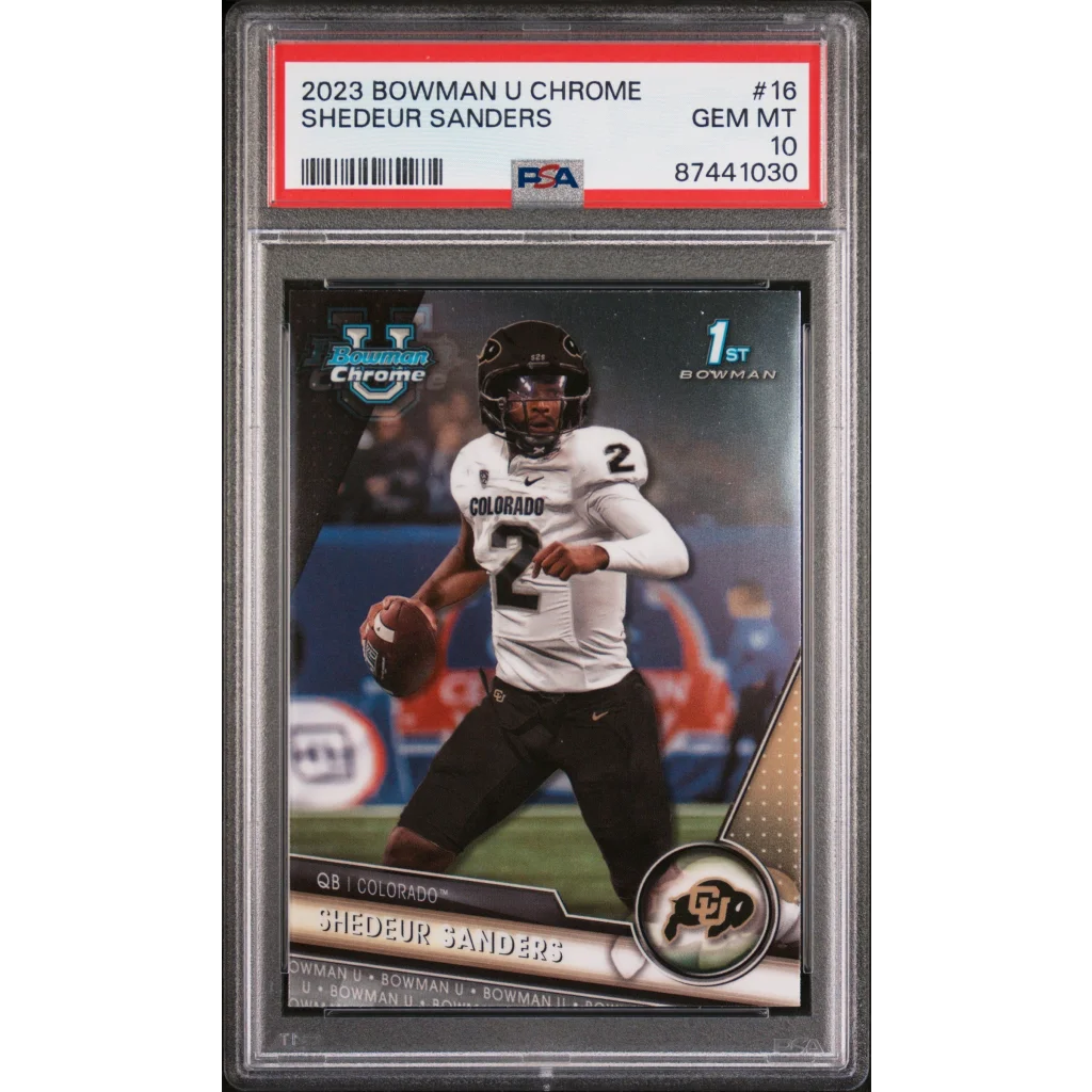 Graded 2023 Bowman U Chrome Shedeur Sanders #16 RC PSA 10 Gem Mint Card