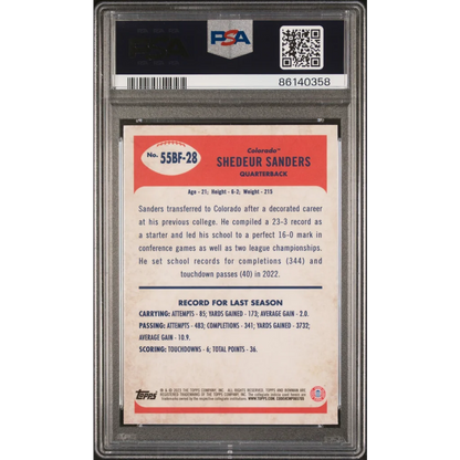 Graded 2023 Topps Bowman U Chrome Shedeur Sanders #55BF28 1955 Bowman Rookie RC Football Card PSA 10 Gem Mint | PSA 10 Gem Mint Graded Rookie Card | vintageantiquesgifts.com