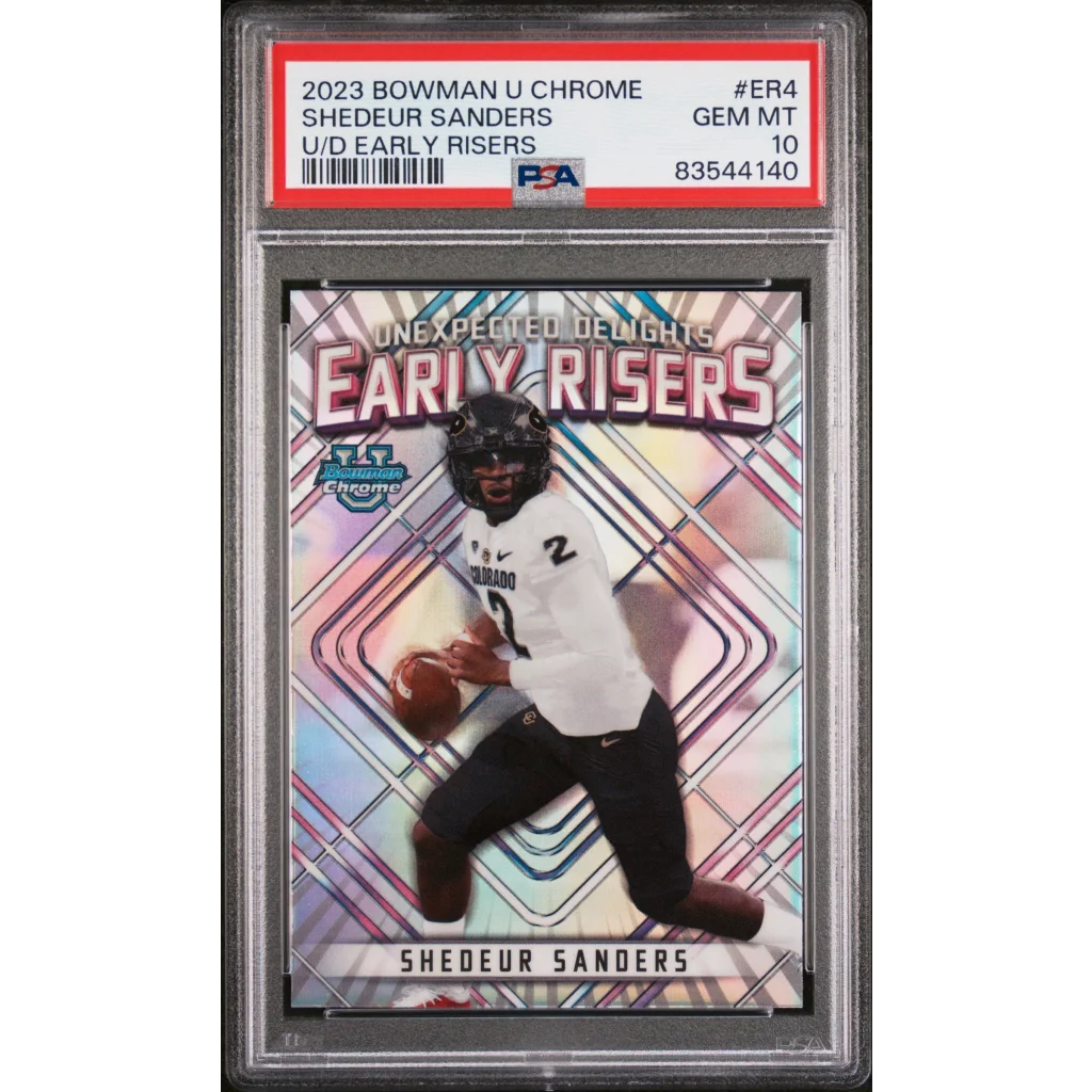 Graded 2023 Topps Bowman U Chrome Shedeur Sanders #ER4 U/D Early Risers Rookie RC Football Card PSA 10 Gem Mint | Hall of Fame Sports Memorabilia | vintageantiquesgifts.com